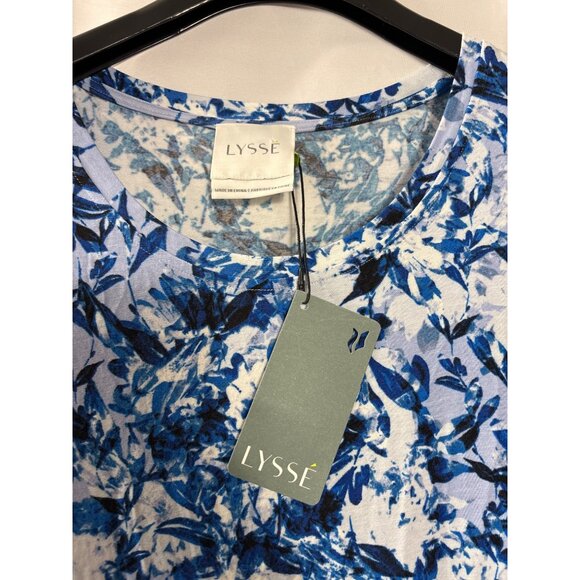 Lyssé Womens Indigo Floral 3/4 Sleeve Top Size S Blue White New - Picture 3 of 5